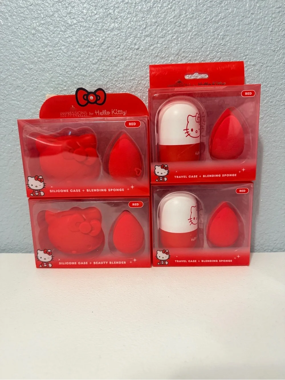 Hello Kitty Red Kids Silicone Case & Blending Sponge Set - 4 Pack
